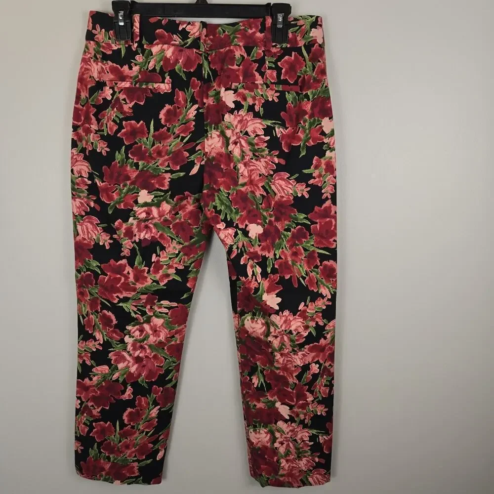 TALBOTS SIGNATURE Floral Blooms Multicolor Pockets Ankle Pants Size 6 Cottage